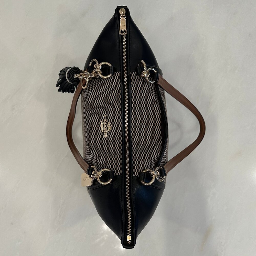 Coach/ Legacy Jacquard AVA Tote Bag F57246/ Black Leather w Gold Hardware/ NWOT - Picture 10 of 16